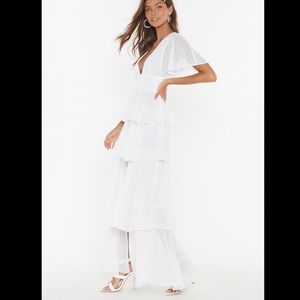 Nasty Gal Tier’ing Up Bridal Ruffle Maxi Dress